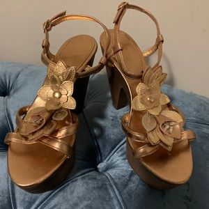 Gold/Rose Gold Regal Boho Gold Coach Platforms